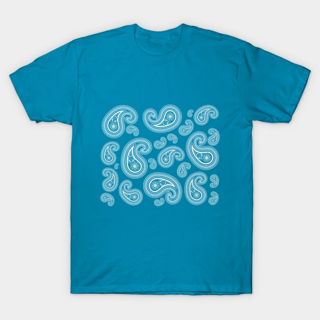 Paisleys on blue T-Shirt by hedehede
